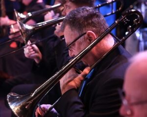 Phil on 3rd trombone, performing with the Front Row Big Band in Norwich, Norfolk, UK. The Front Row Big Band are also able to perform in Suffolk, Cambridge, Essex, Lincolnshire, and other surrounding counties. 